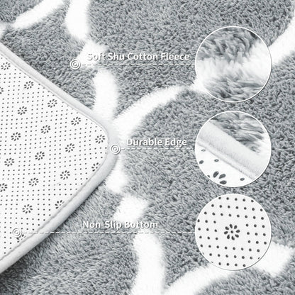 QXKAKA Soft Shag Modern Geometric Grey 4x6 Area Rugs for Living Room Bedroom, Machine Washable Memory Foam Carpet, Large Fluffy Rug for Kids Girls Nursery Dorm Home Decor, Light Gray