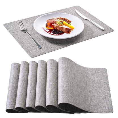 6 Faux Leather Placemats for Dining Table