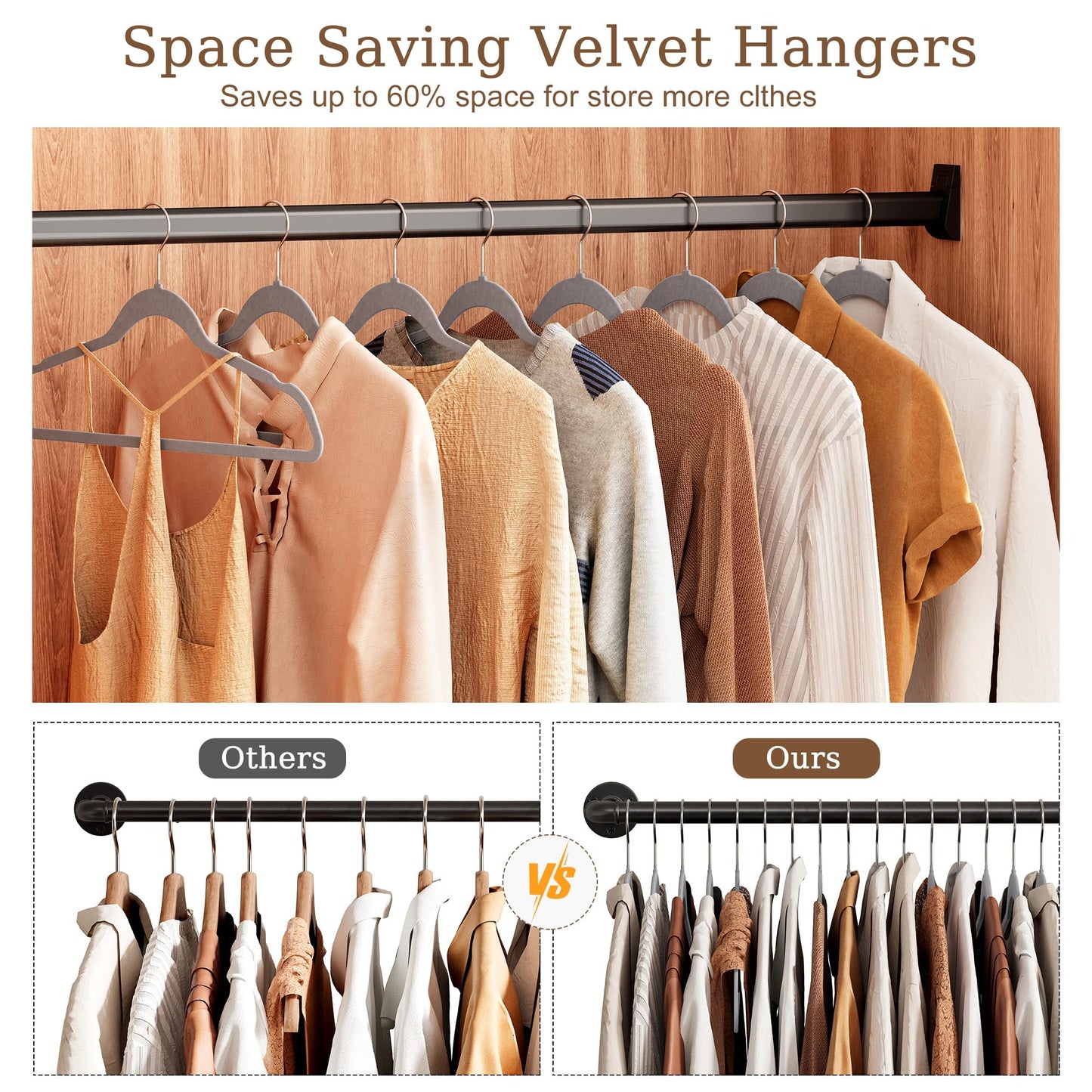 60 Pack Non-Slip Velvet Hangers