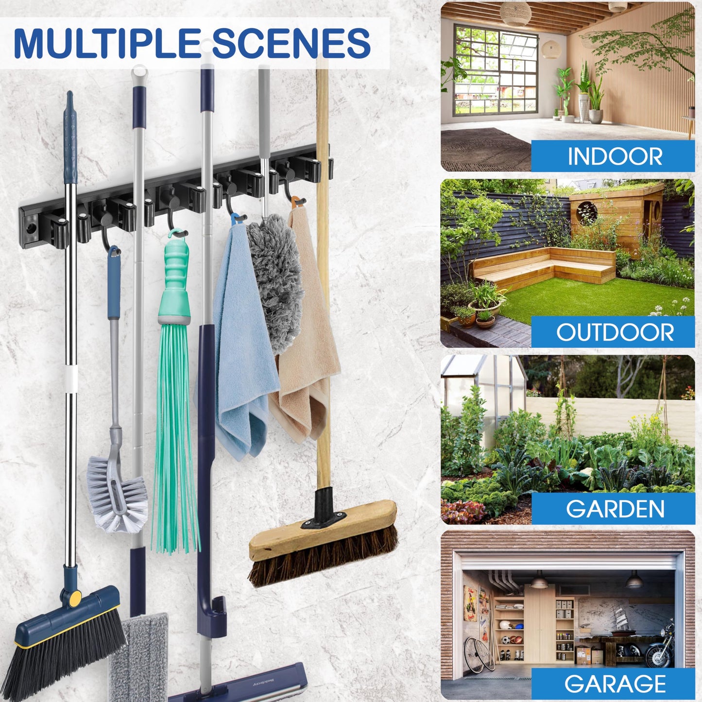 Mop and Broom Holder Wall Mount Organizer