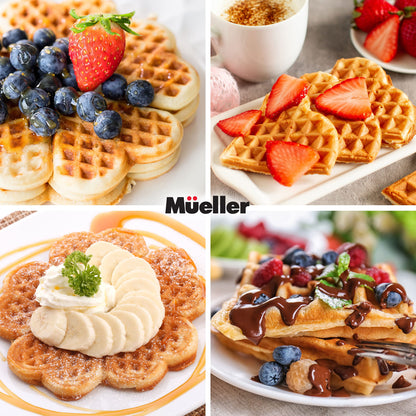 MÜELLERHOME Heart Waffle Maker with Adjustable Control