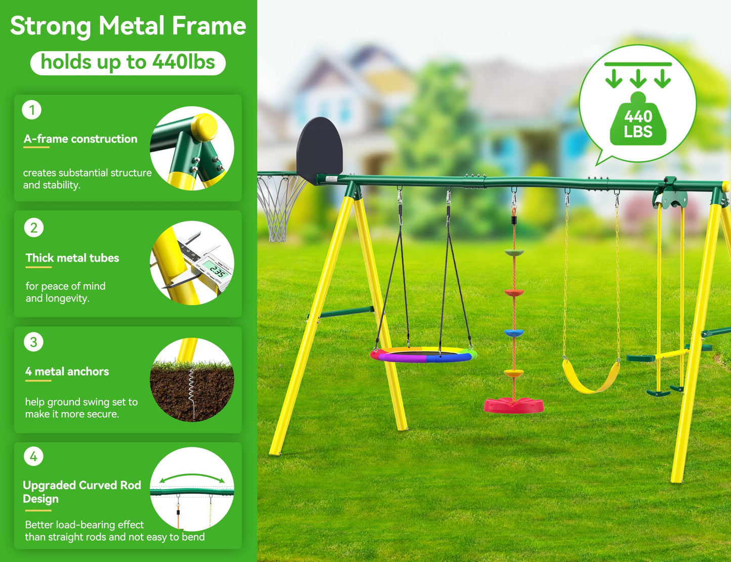 Osoeri 5-in-1 Kids Outdoor Swing Set