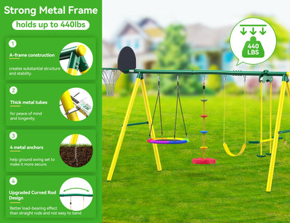 Osoeri 5-in-1 Kids Outdoor Swing Set