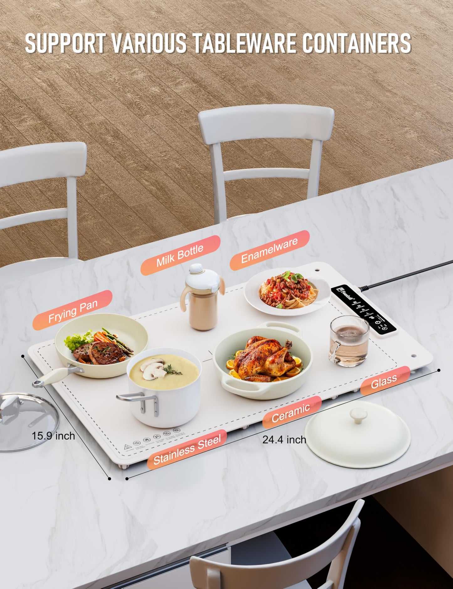 Electric Food Warming Mat with Timer & Auto Shut-Off