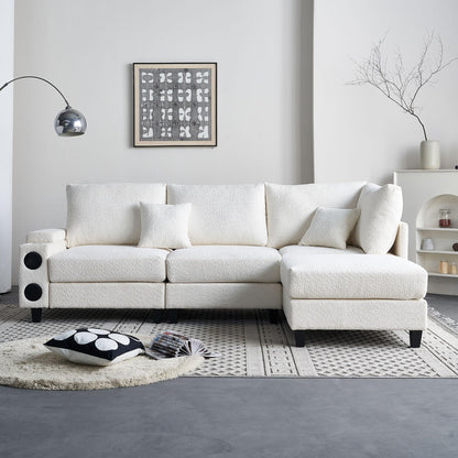 L-Shaped Sectional Couch with USB & Bluetooth