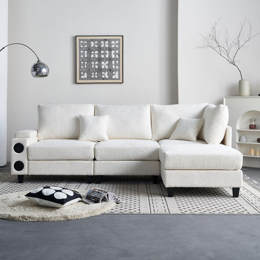 L-Shaped Sectional Couch with USB & Bluetooth
