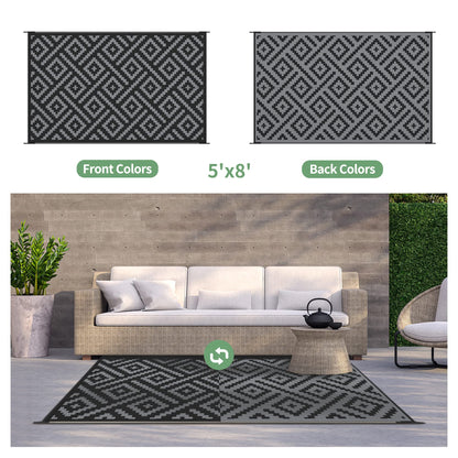 GENIMO Waterproof Outdoor Patio Rug, 5'x8' Reversible