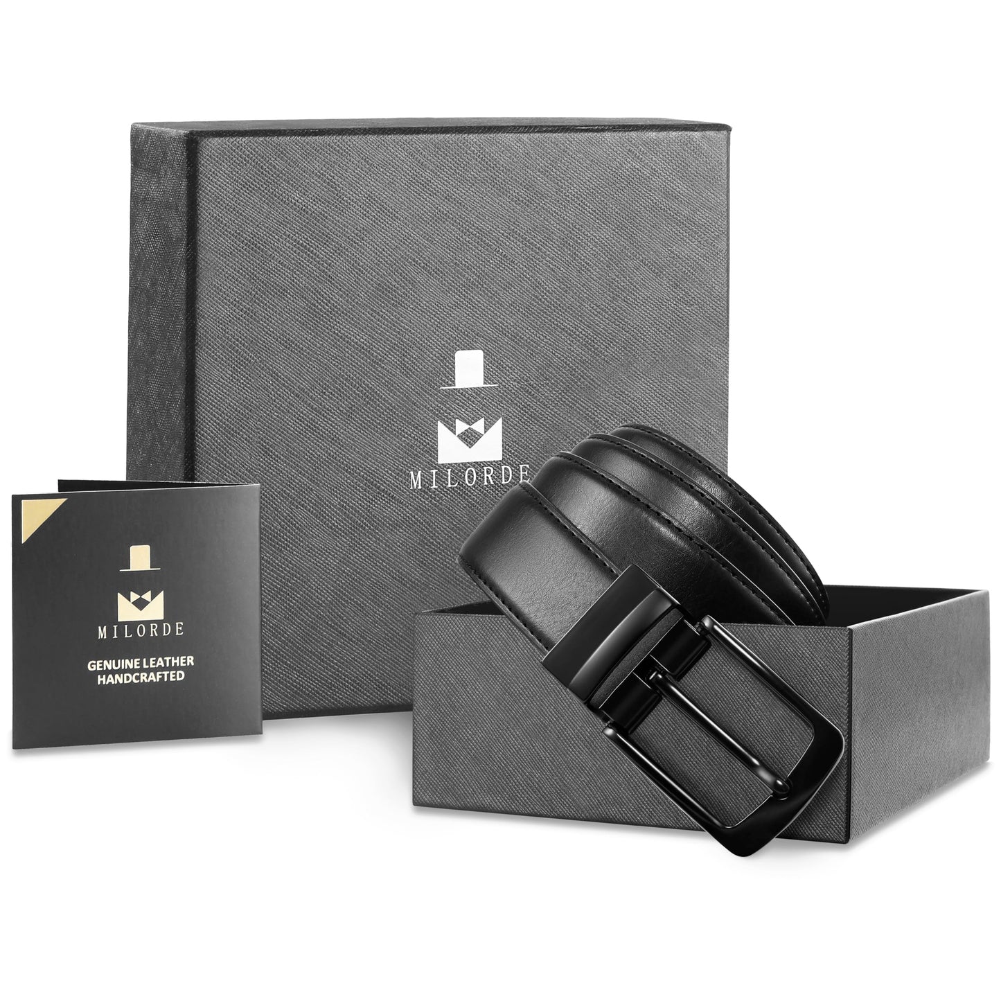 MILORDE Men’s Reversible Leather Golf Belt