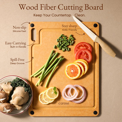 7-Piece CAROTE Stainless Steel Knife Set with Board