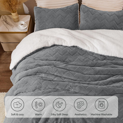 BEDELITE Fluffy Twin Comforter Set - Sherpa Grey