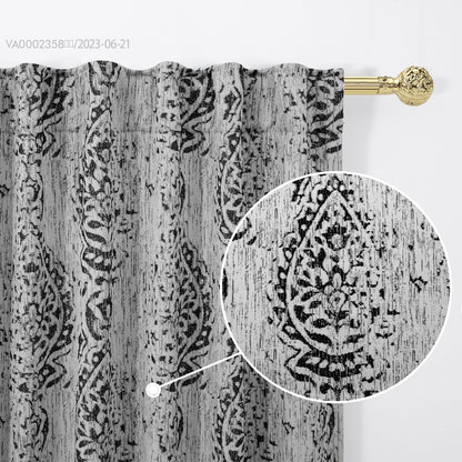 Elegant Black Curtains with Boho Medallion Pattern