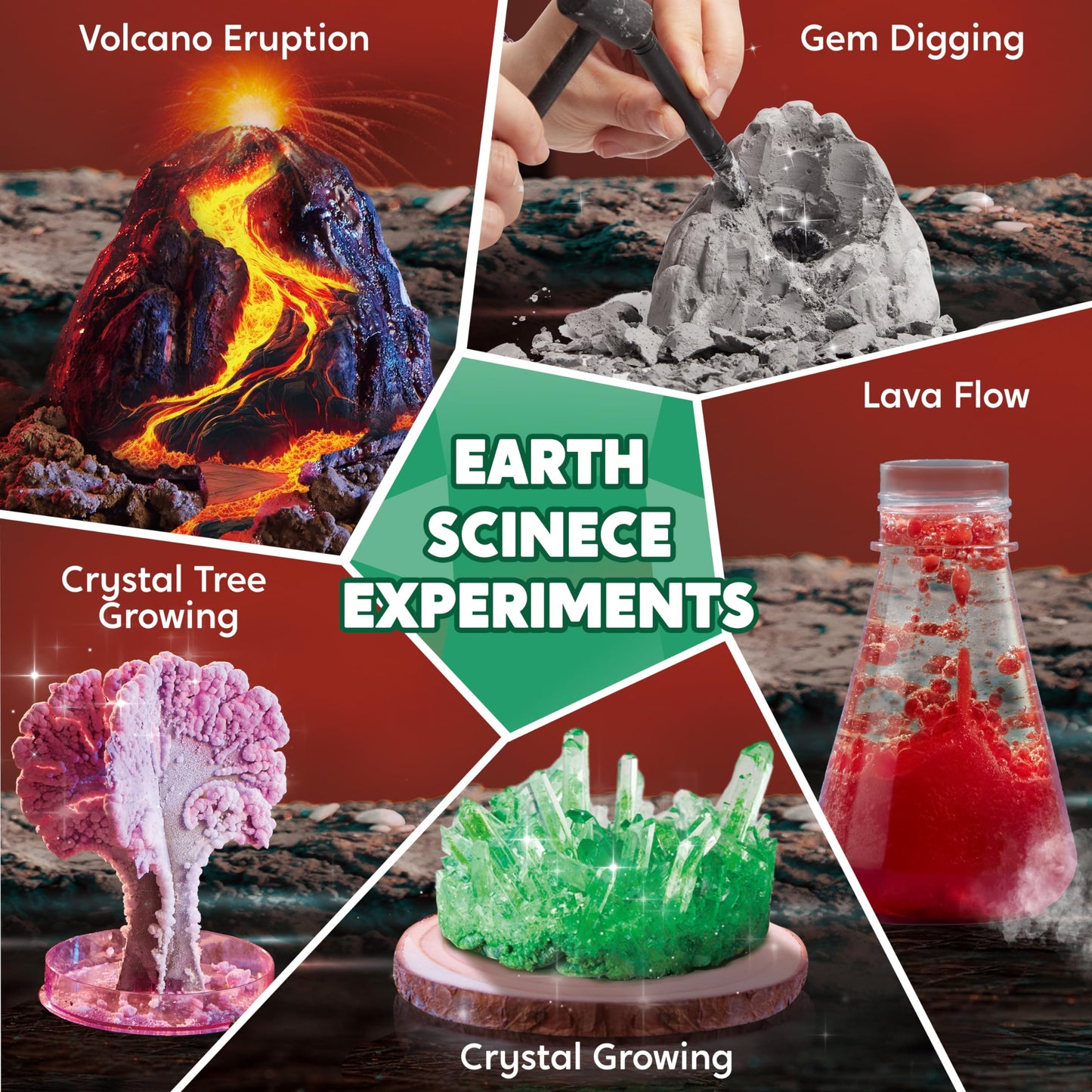 Klever Kits Amazing Science Kits- 85+ Experiments Educational Toys, STEM Activities with Erupting Volcano and Growing Crystal Tree for Kids Aged 6 7 8+