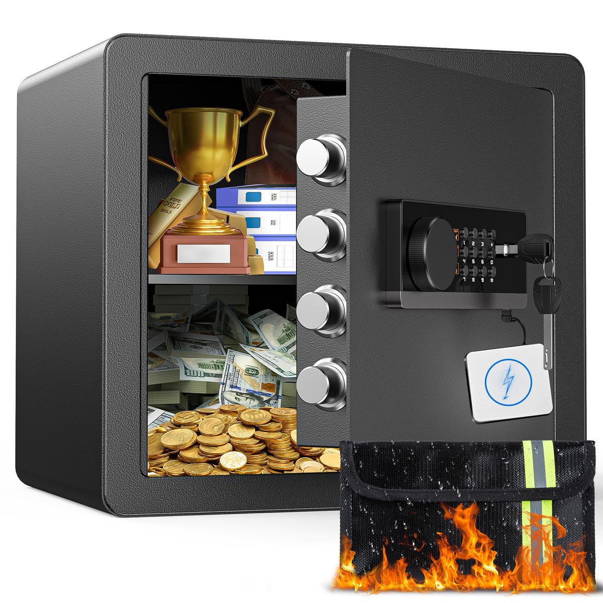 1.4 Cu Ft Fireproof Anti-Theft Security Safe Box