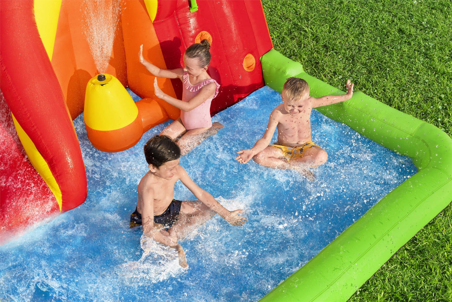 Bestway H2OGO! Lava Splash Kids Inflatable Water Park | Outdoor Slide, Climbing Wall, Splash Pool, Sprinkler | Great for Kids Ages +5