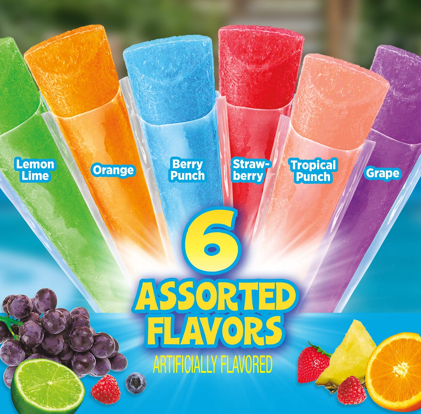 POP-ICE Assorted Flavor Freezer Bars, 80 Count