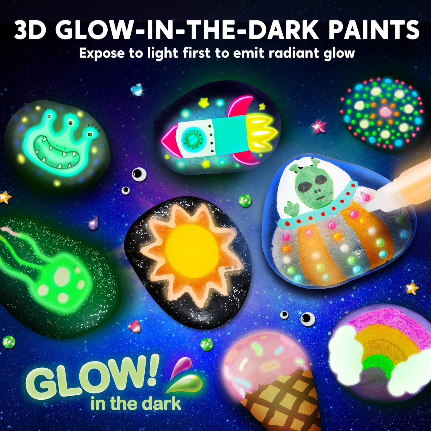 JOYIN Glow in The Dark Rock Painting Kit