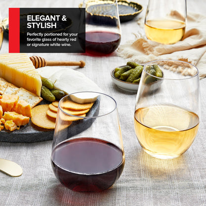 12 Count Unbreakable Stemless Wine Glasses Set