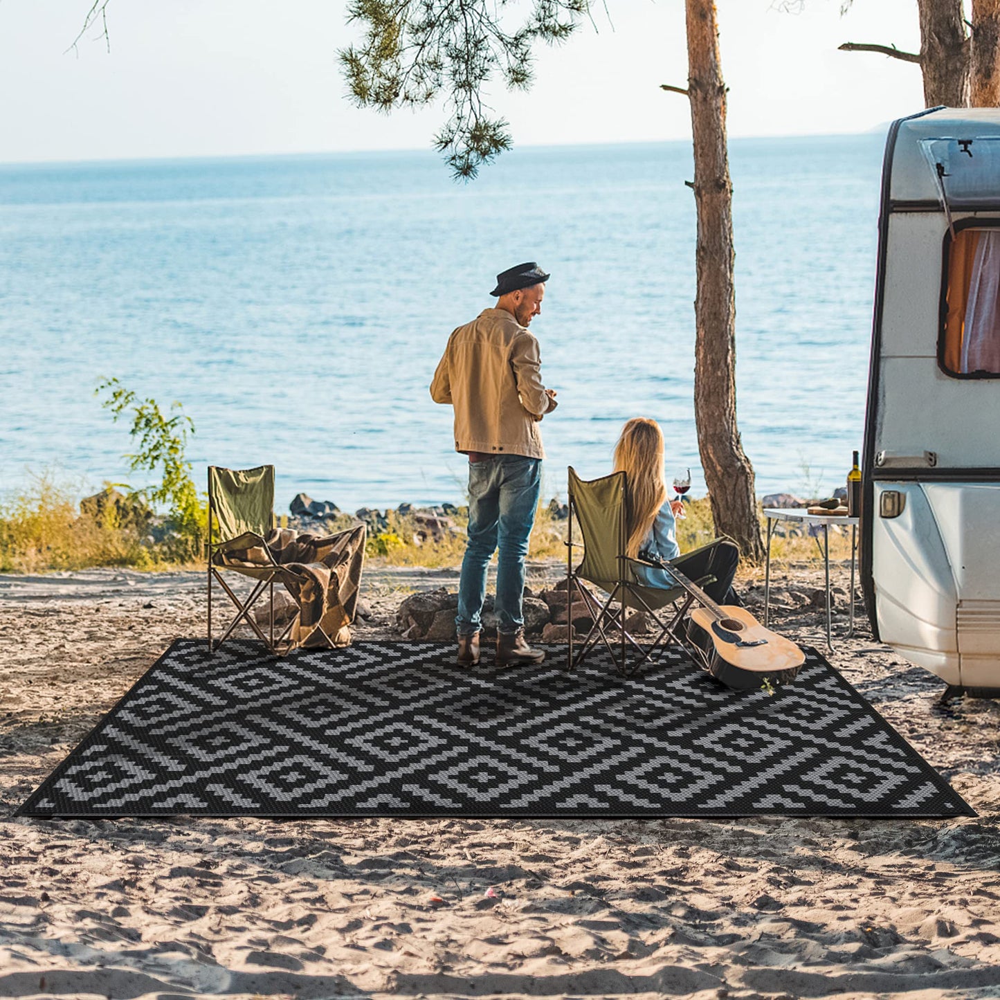 GENIMO Waterproof Outdoor Patio Rug, 5'x8' Reversible