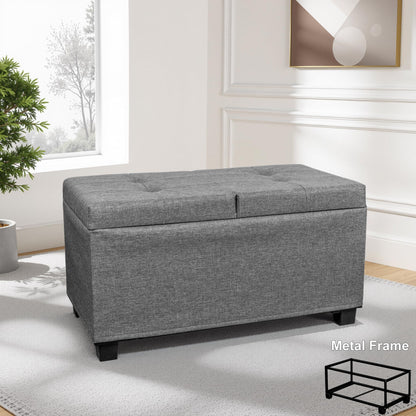 Metal Storage Ottoman Bench with Flipping Lid