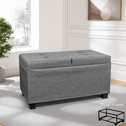 Metal Storage Ottoman Bench with Flipping Lid