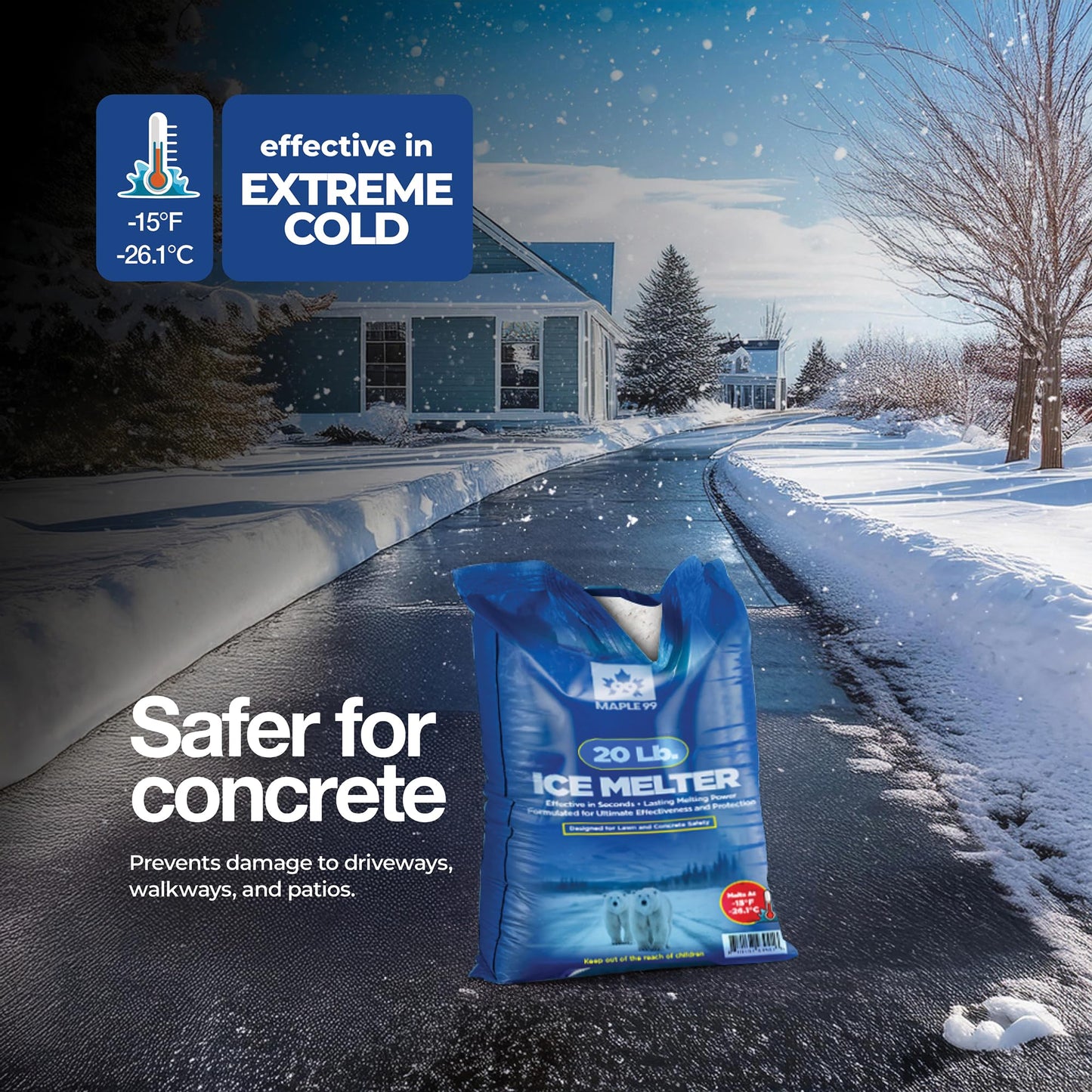 Maple99 Ice Melt for Concrete -20 lb Bag