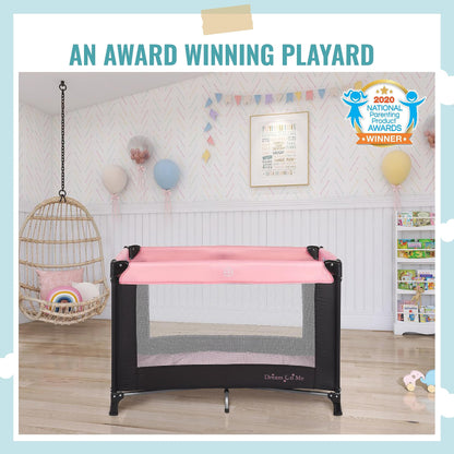 Dream On Me Nest Portable Playard in Pink with Carrybag an Shoulder Strap, Lightweight, Packable and Easy Setup Baby Playard, Breathable Mesh Sides and Soft Fabric - Comes with a Removable Padded Mat