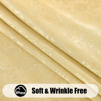 Moosfor Rectangle Tablecloth 60x84 Inch, Waterproof Damask Jacquard Table Cloth, Washable Fabric Table Covers for Dining, Parties, Indoor and Outdoor, Gold Vines