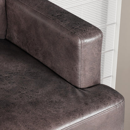 Vesgantti Sectional L Shaped Sofa, 3 Seater Modern Faux Leather Couch with Chaise Lounge Sofa, Deep Seat Cushions, 74 inch Small Couches for Living Room, Apartment and Office, Deep Brown