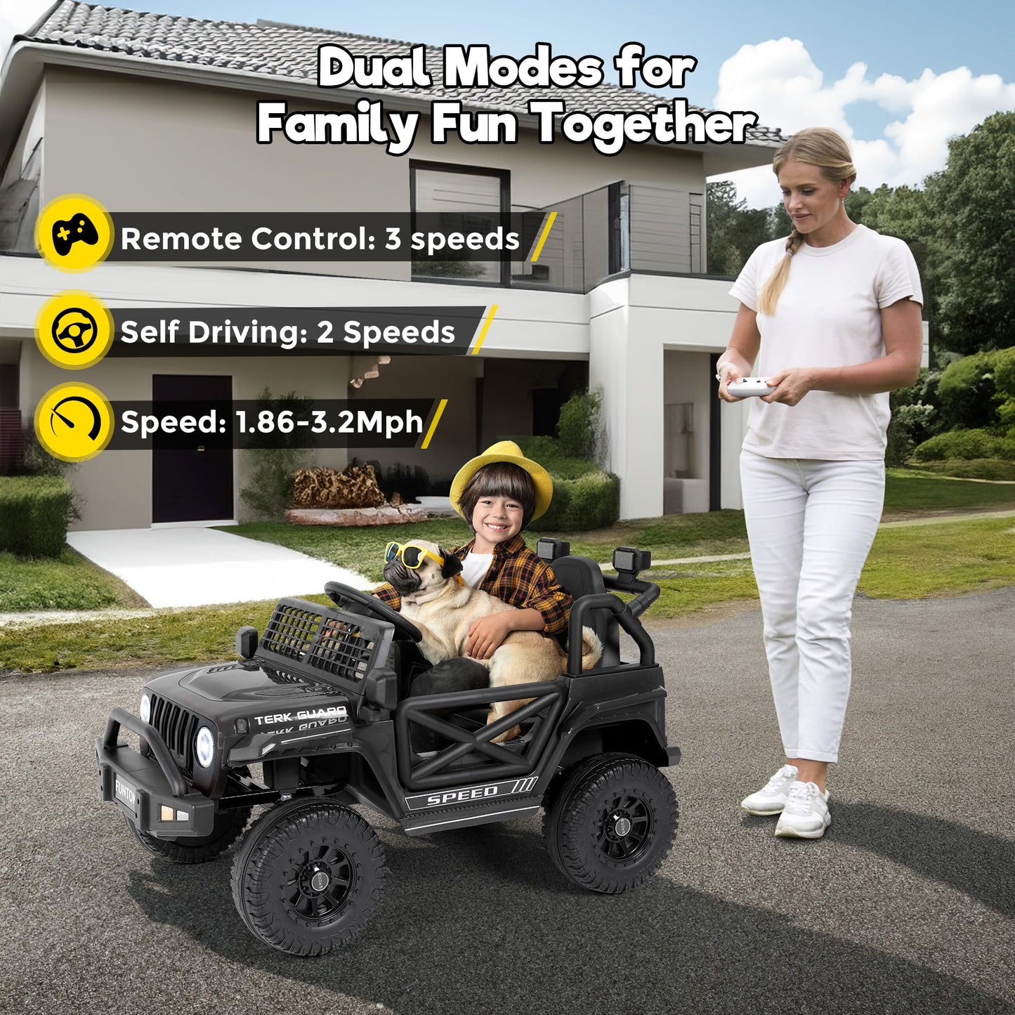 FUNTOK 12V Electric Ride-On Truck for Kids