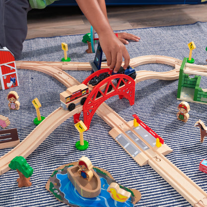 75-Piece KidKraft Wooden Farm Train Set