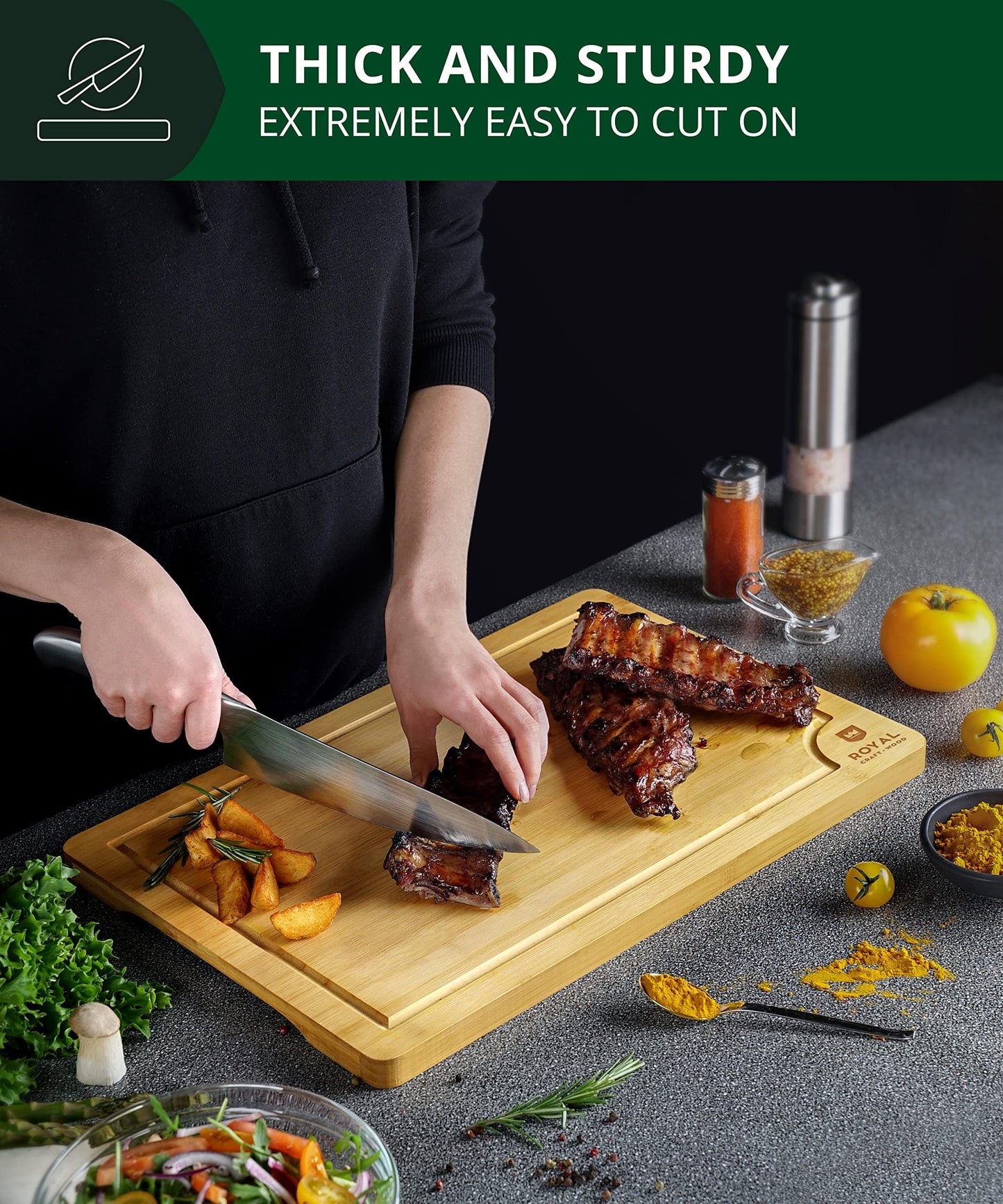Extra Large Bamboo Cutting Board with Juice Groove