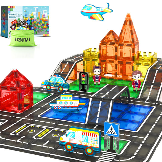 Magnetic Tiles Building Set with Magnet Car