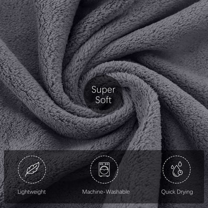 TENSTARS Luxury Silk Hemming Towel Set - Light Thin Quick Drying - 2 Bath Towels 2 Hand Towels 2 Washcloths - Ultra Soft Microfiber, for Bath Fitness, Sports, Yoga, Travel (Dark Grey 6 Pieces)