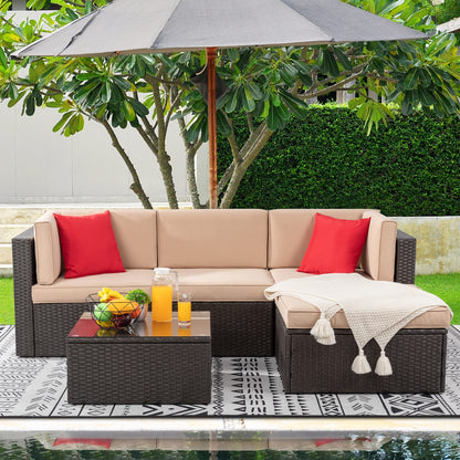 5-Piece Outdoor Patio Furniture Set with Sofa