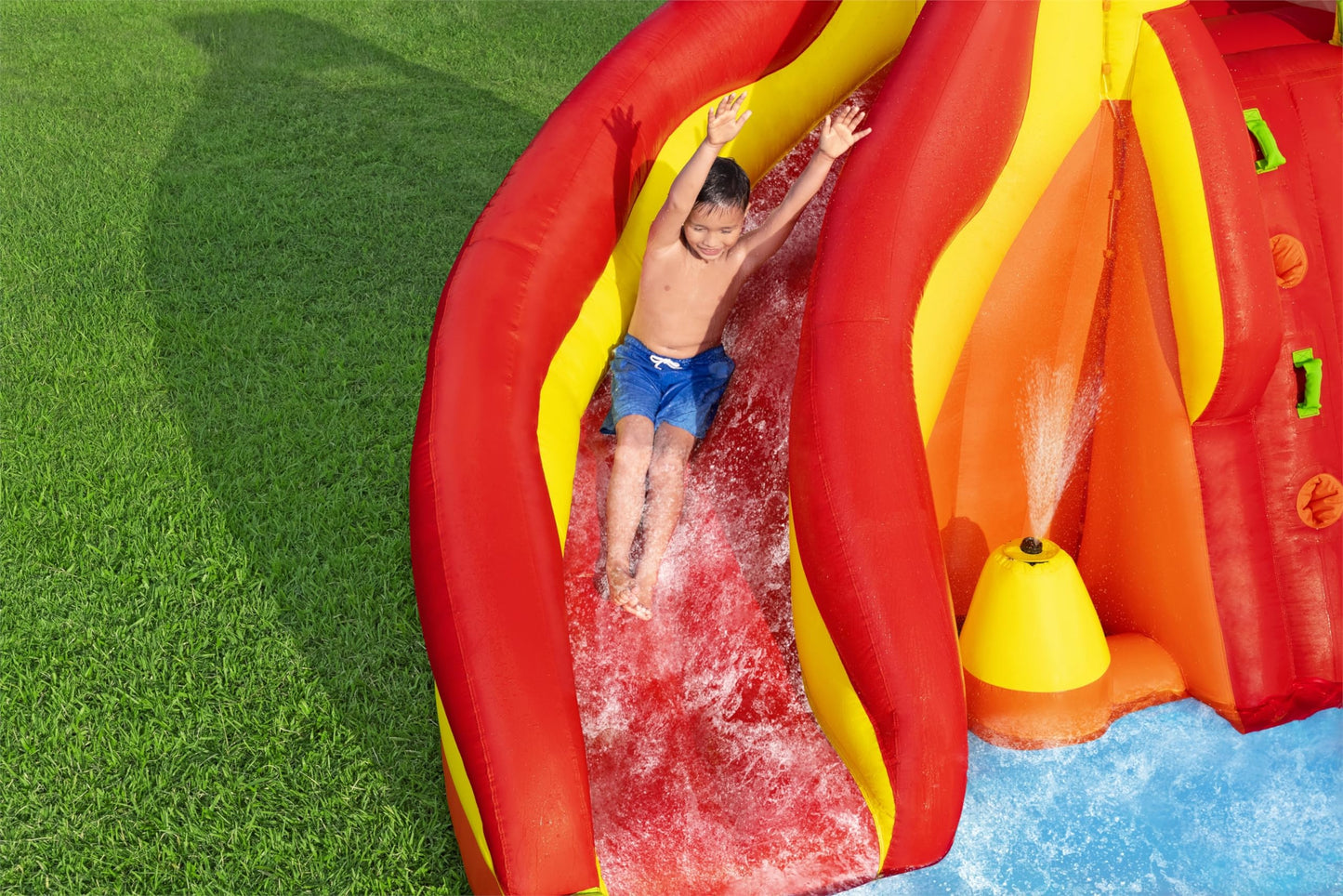 Bestway H2OGO! Lava Splash Kids Inflatable Water Park | Outdoor Slide, Climbing Wall, Splash Pool, Sprinkler | Great for Kids Ages +5