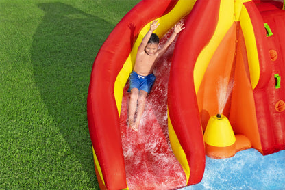 Bestway H2OGO! Lava Splash Kids Inflatable Water Park | Outdoor Slide, Climbing Wall, Splash Pool, Sprinkler | Great for Kids Ages +5