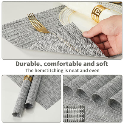 Durable Heat Resistant Vinyl Placemats Set of 8