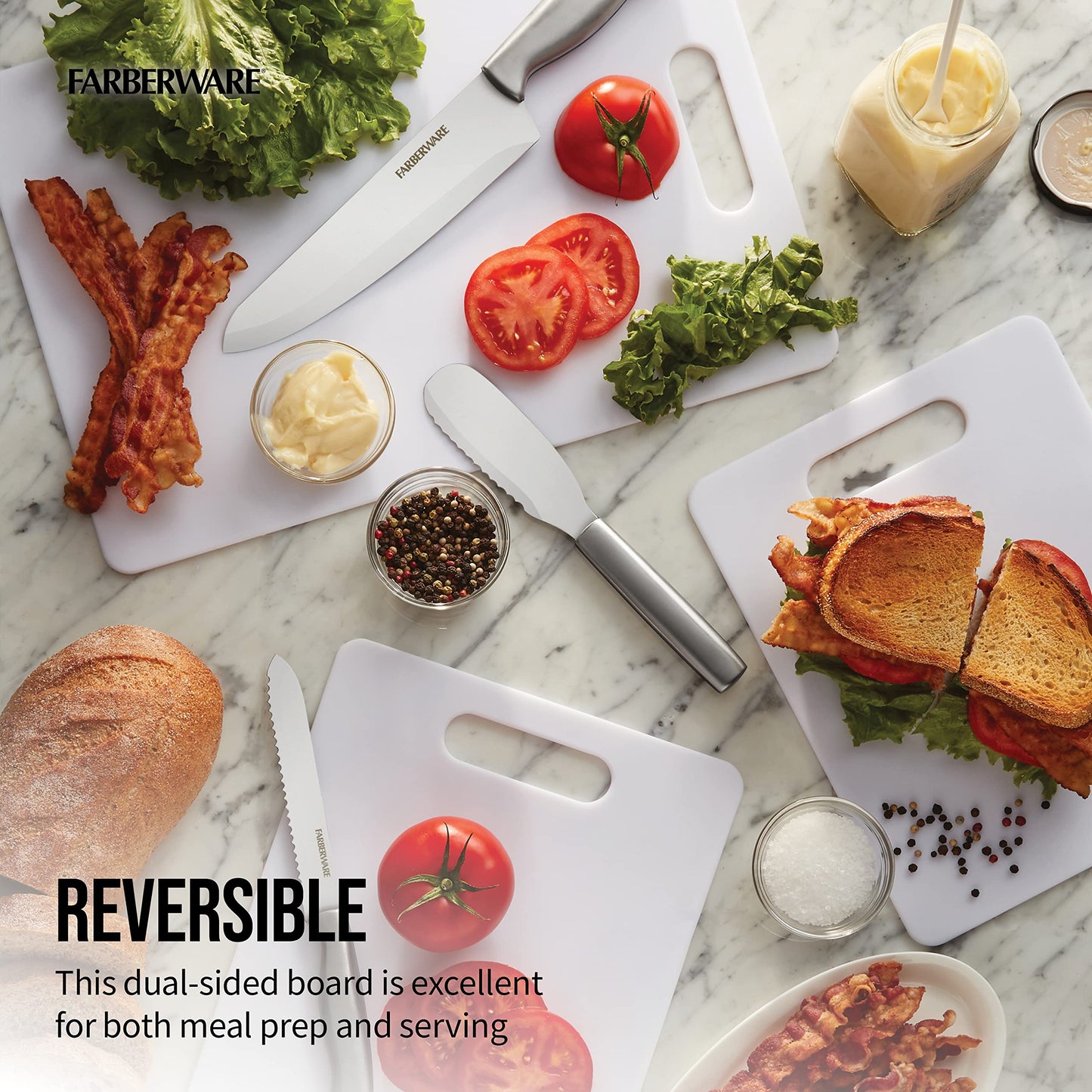 Farberware Large Plastic Cutting Board with Handle