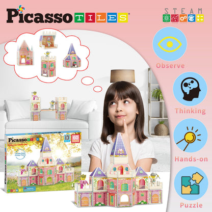 PicassoTiles Princess Castle Magnetic Building Blocks