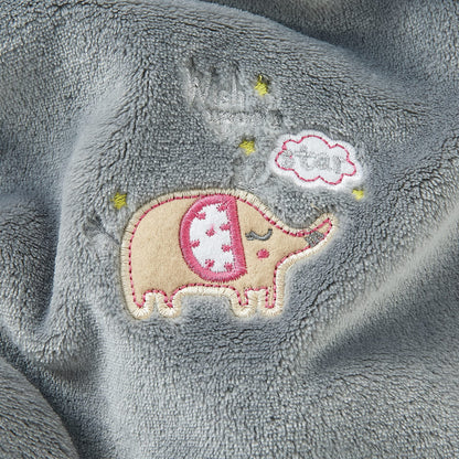 BEDELITE Baby Blankets for Boys Girls 30" x 40", Soft Cozy Fuzzy Fleece Blanket with Embroidered Elephant, Warm Breathable Infant Newborn Toddler Blanket for Crib Stroller Travel, Grey
