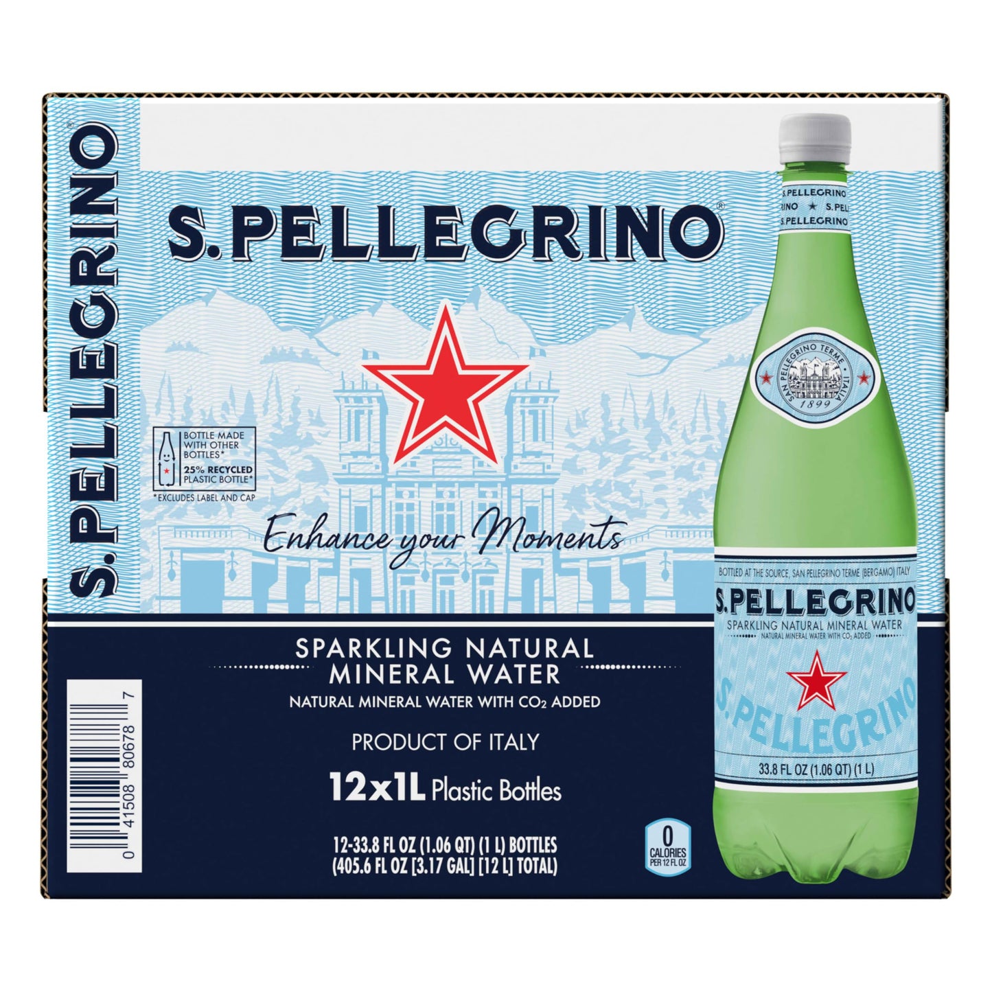 12 Bottles San Pellegrino Sparkling Mineral Water 33.8 fl oz.