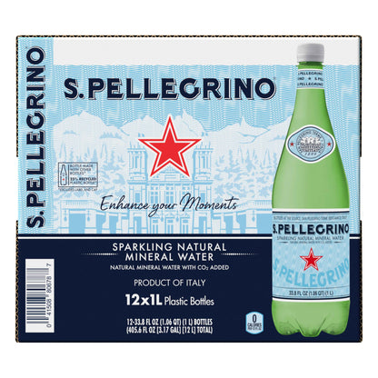 12 Bottles San Pellegrino Sparkling Mineral Water 33.8 fl oz.