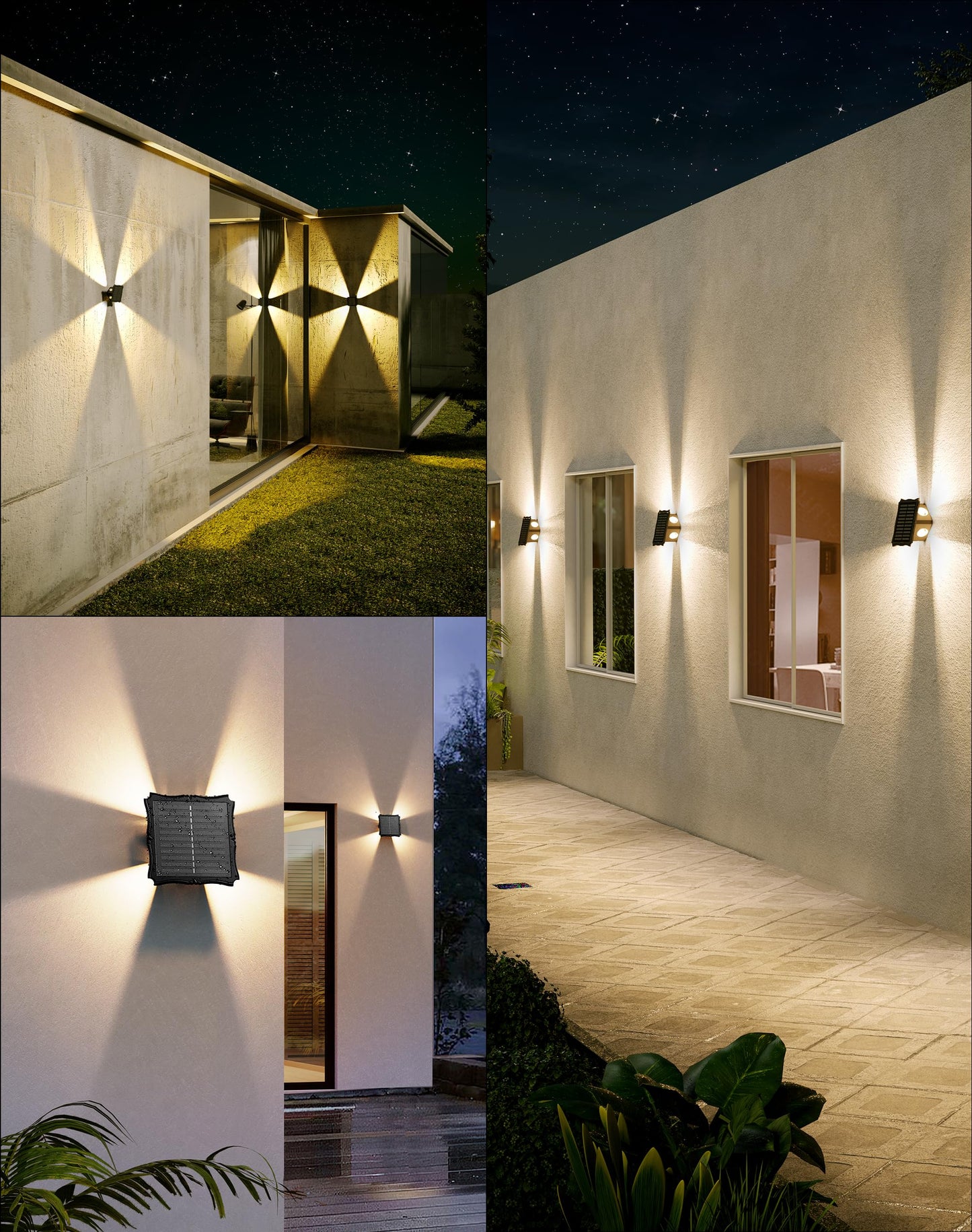 4 Pack Solar Wall Lights Outdoor IP65