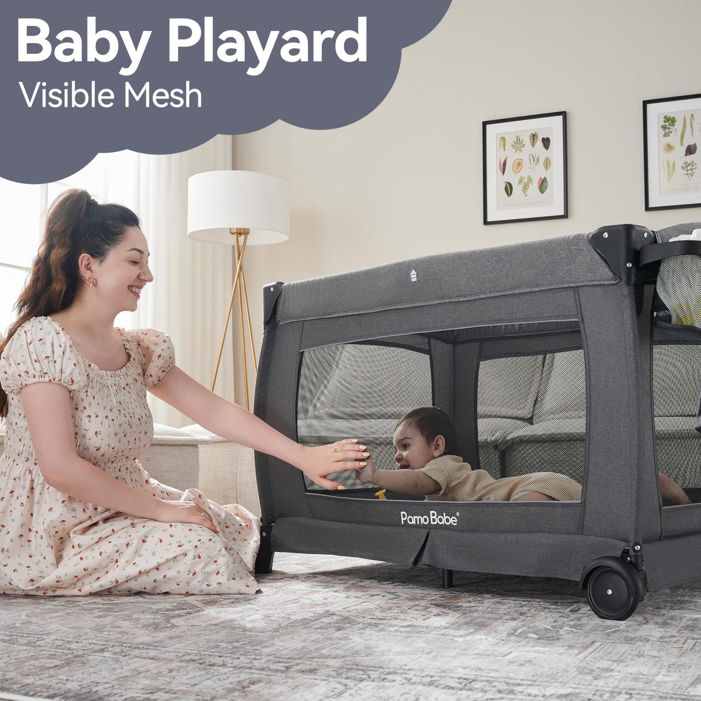 Pamo Babe Portable Playpen with Mattress and Changing Table