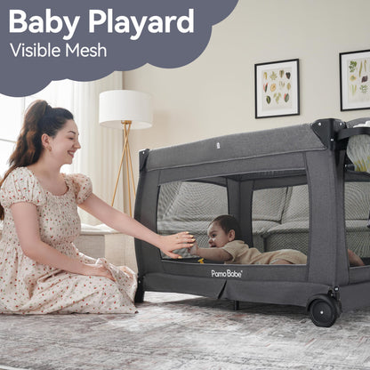 Pamo Babe Portable Playpen with Mattress and Changing Table