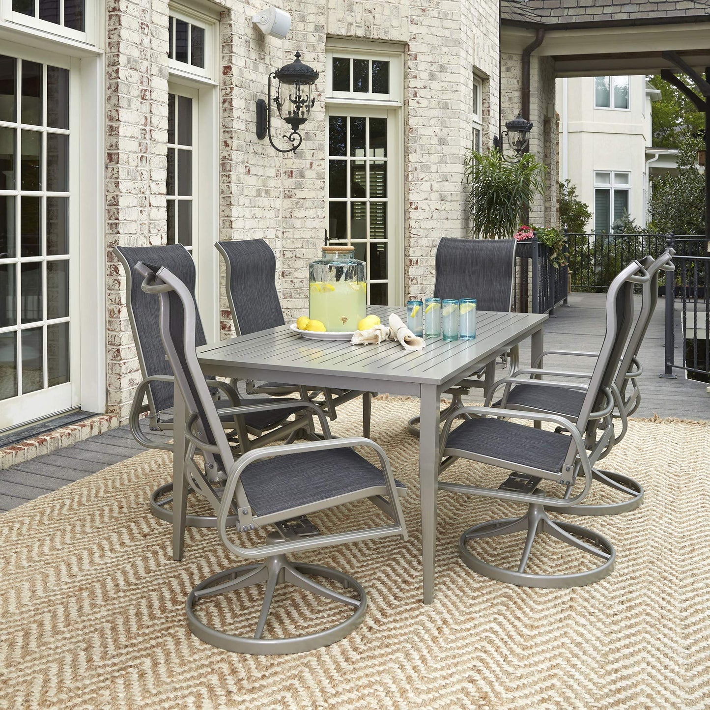 Homestyles Gray Outdoor Swivel Rocking Chair