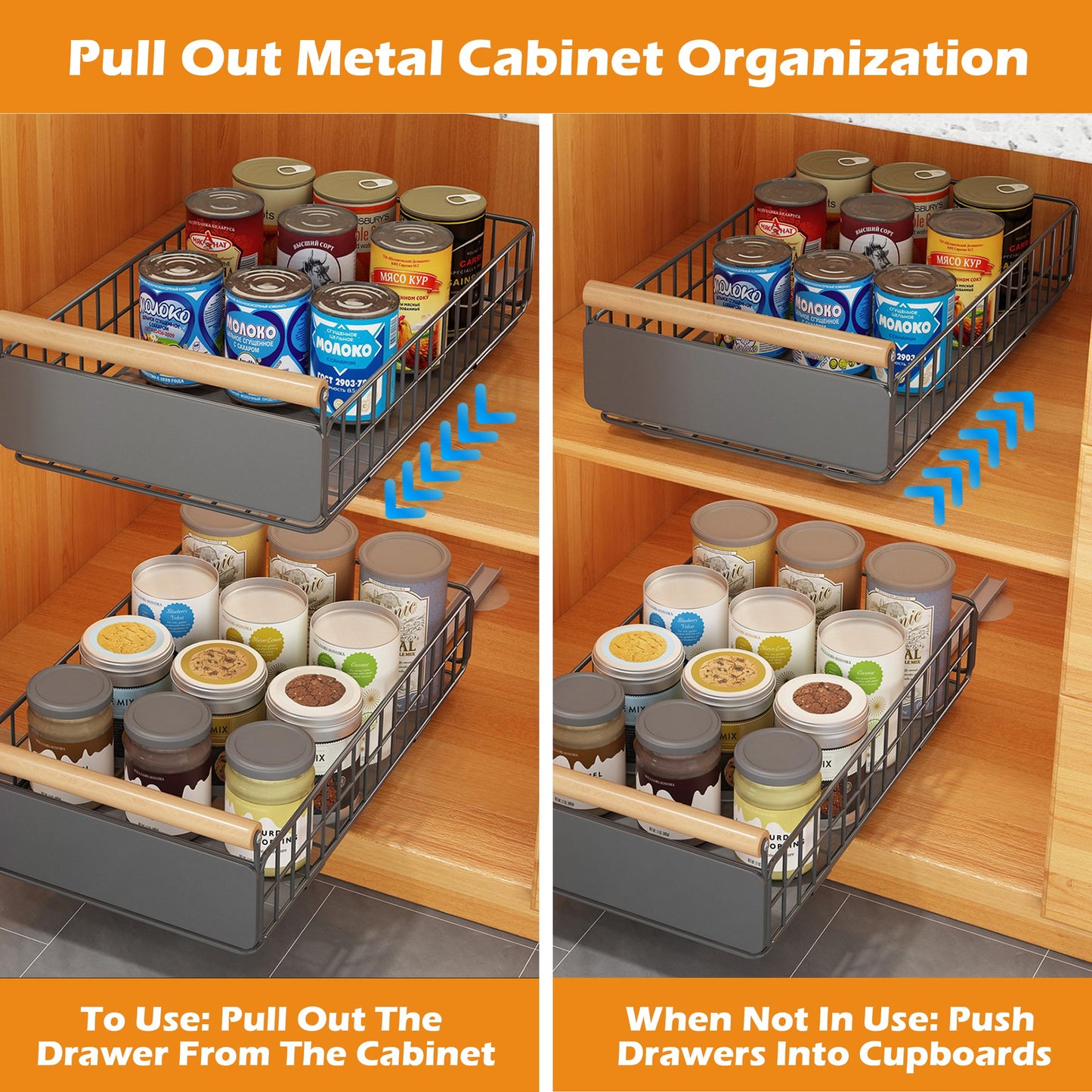 Pull Out Cabinet Organizer - 2 Pack Shelves