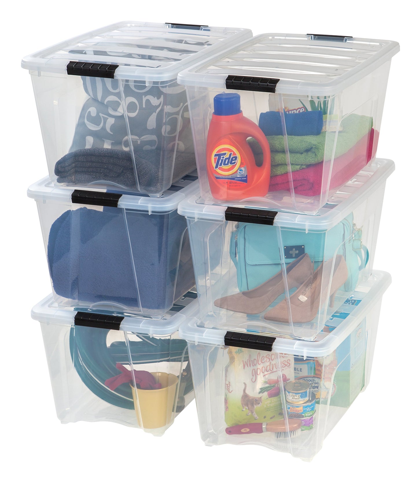 IRIS 54 Qt Stackable Plastic Storage Bins - 6 Pack