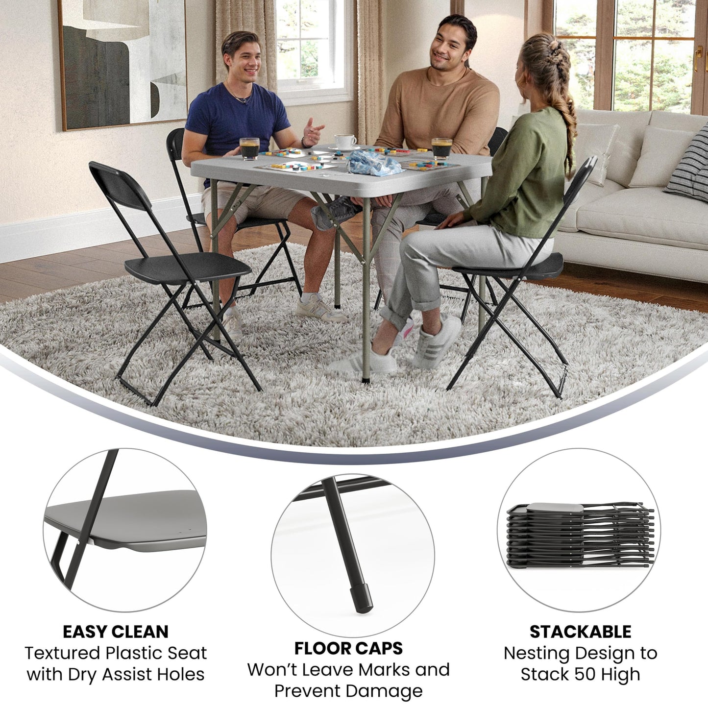 10 Pack Flash Furniture Heavy-Duty Folding Chairs