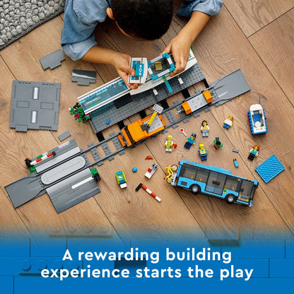 LEGO City Train Station Set 60335 with Bus, Rail Truck, and Tracks, Compatible with City Sets. Pretend Play Train Set for Kids Who Love Pretend Play